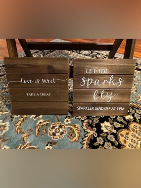Rustic Wooden Decorative Signs with White Script